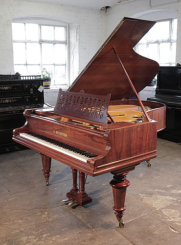 ARestored, 1895, Bechstein Model VA grand piano for sale with a rosewood case and turned, faceted legs.
