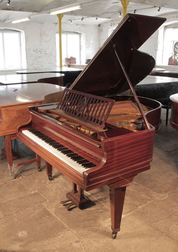 A 1928, Bechstein Model L grand piano for sale with a mahogany case and square tapered legs.