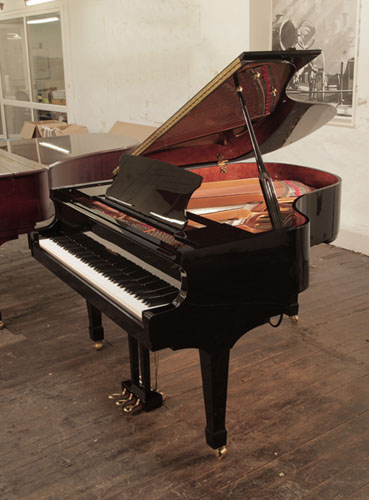 Reconditioned,Edelweiss G66 grand piano for sale with a black gloss case and fitted iQ Pianodisc player system . Piano has an eighty-eight note keyboard and a three-pedal lyre. 