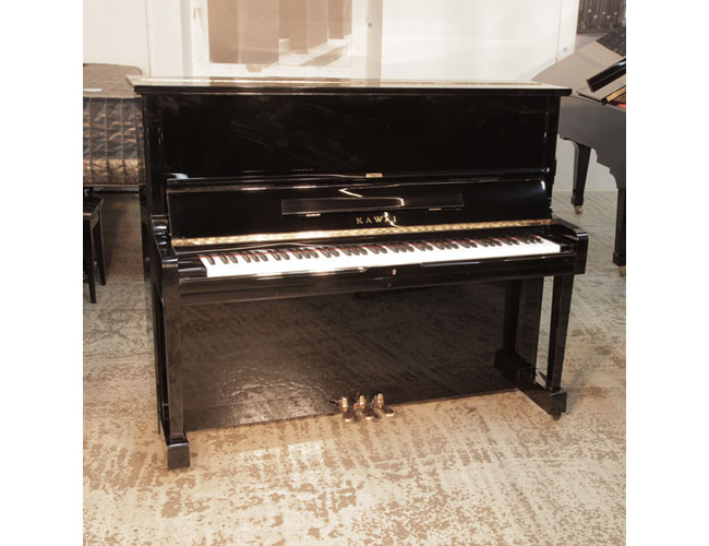 Reconditioned, 1987, Kawai BS-20 upright piano for sale with a black gloss case