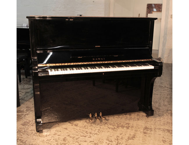 Reconditioned, 1972, Kawai BL-61 upright piano for sale with a black gloss case.