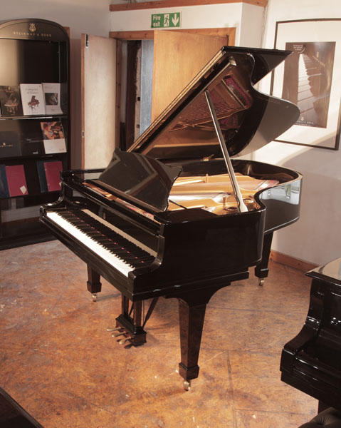 Restored, 1916, Steinway Model A grand piano for sale with a black case and spade legs. 