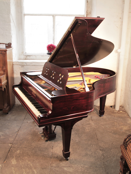 Bespoke 1903, Steinway Model O grand piano for sale with a polished, rosewood case and spade legs. The music desk has been custom-made featuring heart cut-outs. 